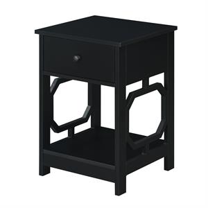 Convenience Concepts Omega One-Drawer End Table in Black Wood Finish