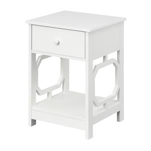 Convenience Concepts Omega One-Drawer End Table in White Wood Finish