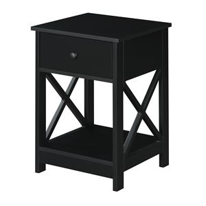 convenience concepts oxford one-drawer end table in black wood finish