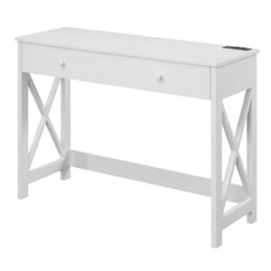 Convenience Concepts Oxford 42-Inch Desk with Charging Station in White Wood