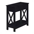 Oxford Flip Top End Table with Charging Station in Black Wood Finish