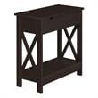 Oxford Flip Top End Table with Charging Station in Espresso Wood Finish