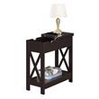 Oxford Flip Top End Table with Charging Station in Espresso Wood Finish