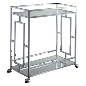 convenience concepts town square bar cart in clear glass and chrome metal frame