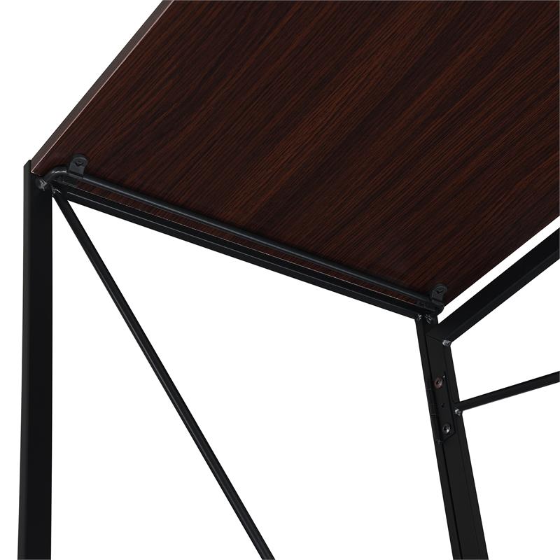 Convenience Concepts Xtra Folding Desk- Espresso Wood Top and Black Metal Frame