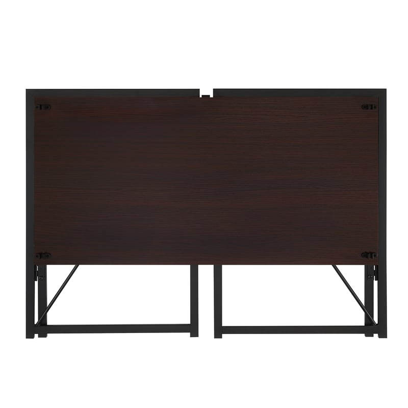 Convenience Concepts Xtra Folding Desk- Espresso Wood Top and Black Metal Frame