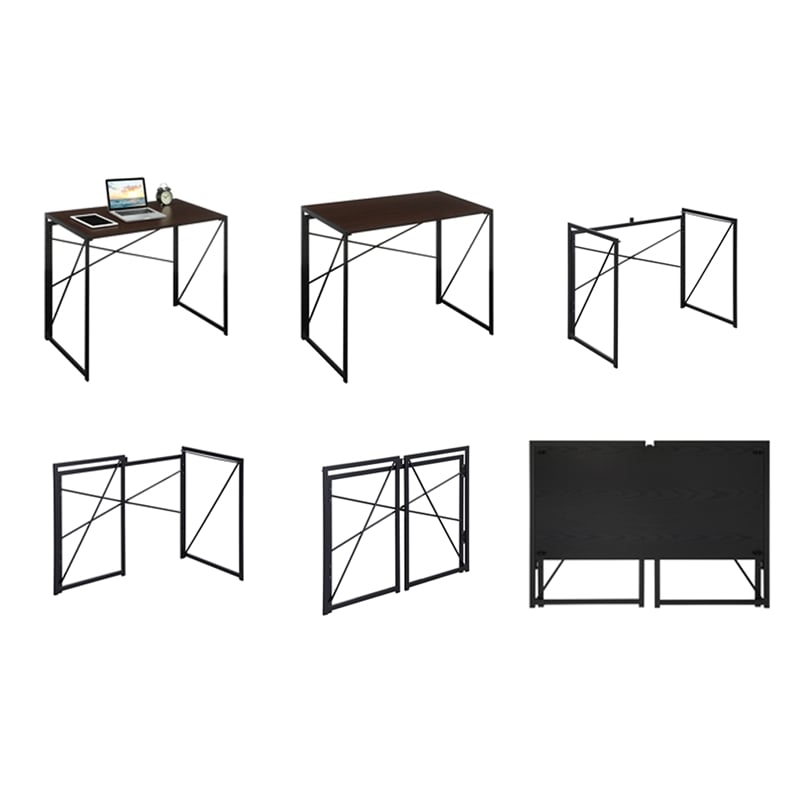 Convenience Concepts Xtra Folding Desk- Espresso Wood Top and Black Metal Frame