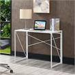 Convenience Concepts Xtra Folding Desk in White Wood Top and White Metal Frame