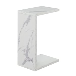 Convenience Concepts Northfield Admiral C End Table in Faux White Marble Wood