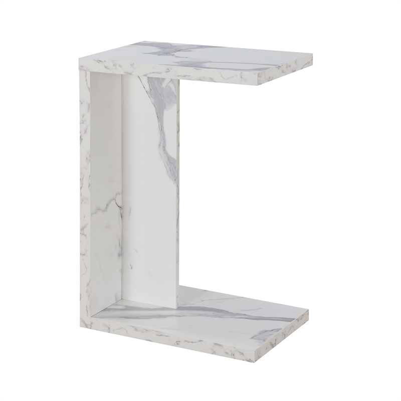Convenience Concepts Northfield Admiral C End Table in Faux White Marble Wood