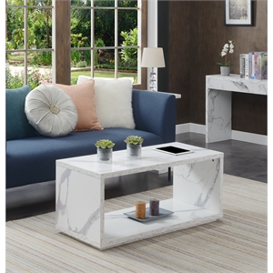 convenience concepts northfield admiral coffee table in faux white marble wood