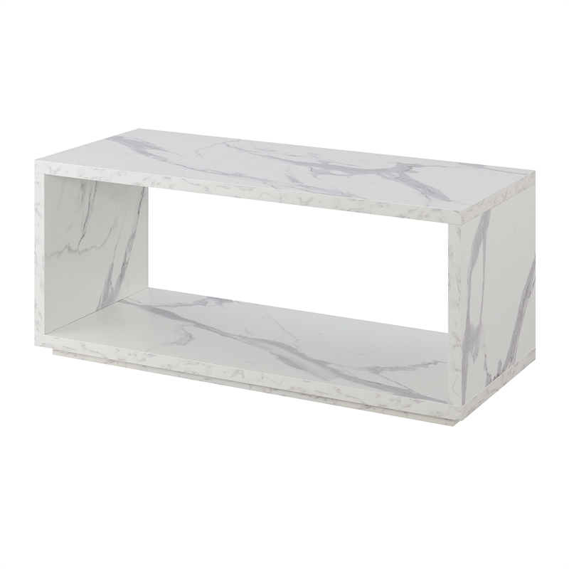 Convenience Concepts Northfield Admiral Coffee Table in Faux White Marble Wood