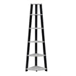 Newport Five-Tier Corner Bookcase in Faux Cement and Black Wood Finish
