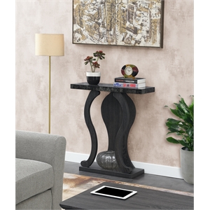 newport terry b console table in weathered gray and faux black marble wood