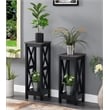 Convenience Concepts Oxford Tall Plant Stand in Black Wood and Faux Cement Top