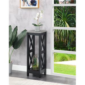 convenience concepts oxford tall plant stand in black wood and faux cement top