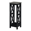 Convenience Concepts Oxford Tall Plant Stand in Black Wood and Faux Cement Top