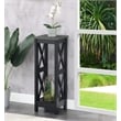 Convenience Concepts Oxford Tall Plant Stand in Black Wood and Faux Cement Top