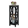 Convenience Concepts Oxford Tall Plant Stand in Black Wood and Faux Cement Top