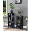 Convenience Concepts Oxford Tall Plant Stand in Black Wood and Faux Cement Top