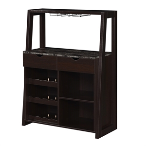 Convenience Concepts Uptown Wine Bar with Cabinet in Espresso Wood Finish