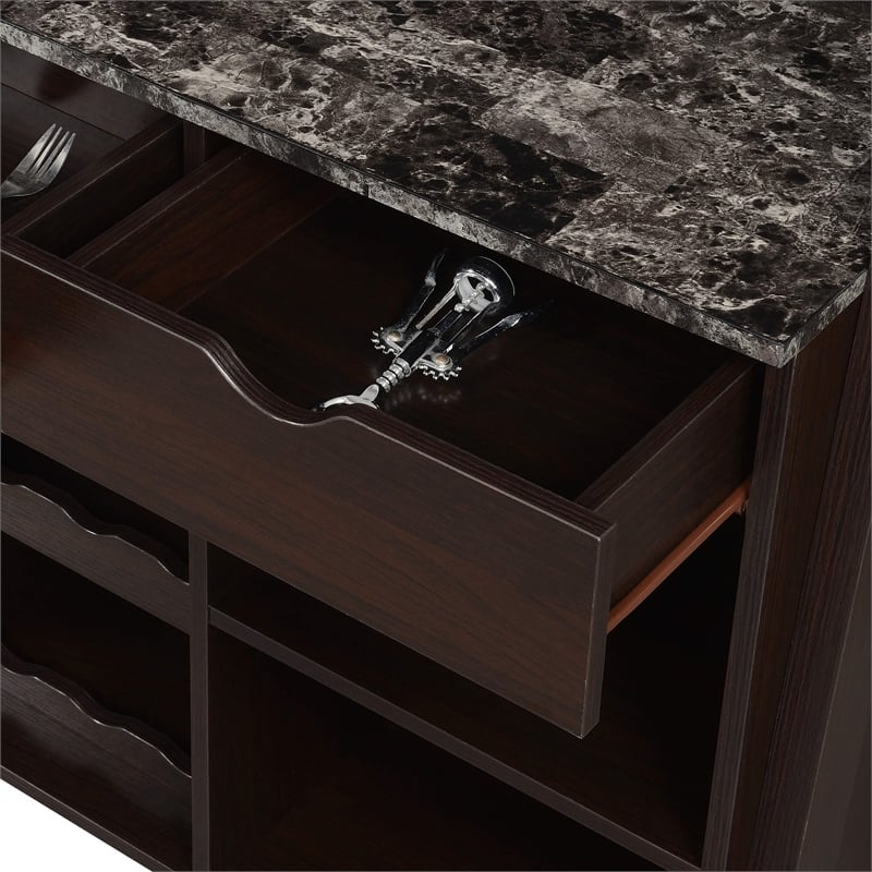 Convenience Concepts Uptown Wine Bar with Cabinet in Espresso Wood Finish