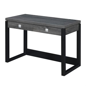 Convenience Concepts Newport Two-Drawer Desk with Charging Station in Gray Wood