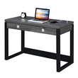 Convenience Concepts Newport Two-Drawer Desk with Charging Station in Gray Wood