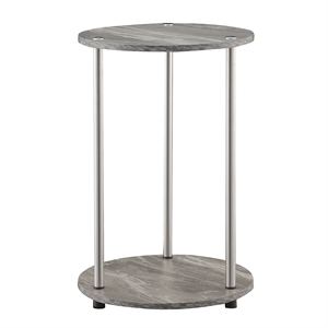 Convenience Concepts Designs2Go No-Tools Two-Tier Round End Table in Gray Wood
