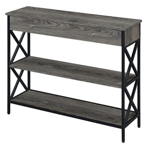 Tucson One-Drawer Console Table in Gray Wood with Black Metal Frame