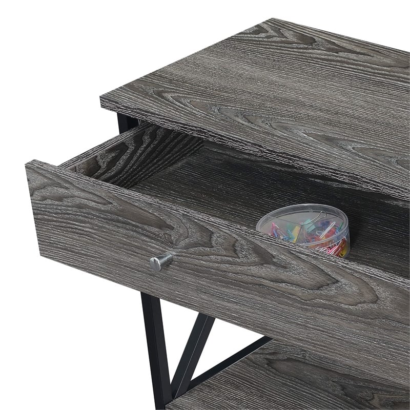 Tucson One-Drawer Console Table in Gray Wood with Black Metal Frame