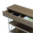 Tucson One-Drawer Console Table in Caramel Wood with White Metal Frame