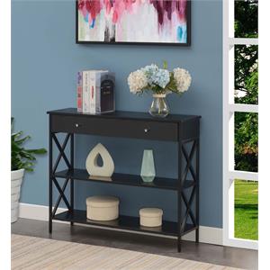 convenience concepts tucson one-drawer console table in black wood and metal