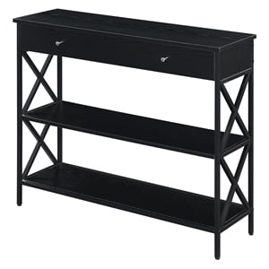 Convenience Concepts Tucson One-Drawer Console Table in Black Wood and Metal