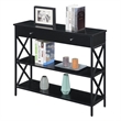 Convenience Concepts Tucson One-Drawer Console Table in Black Wood and Metal