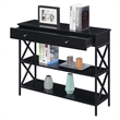 Convenience Concepts Tucson One-Drawer Console Table in Black Wood and Metal