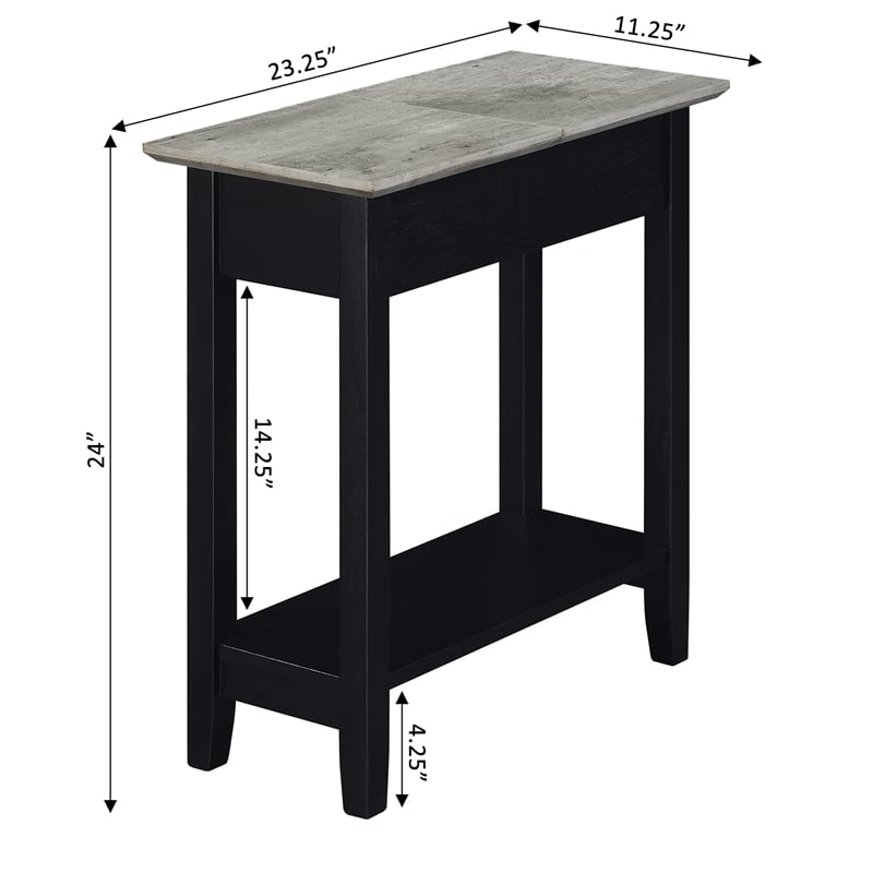 Convenience Concepts American Heritage Flip Top End Table in Black Wood Finish
