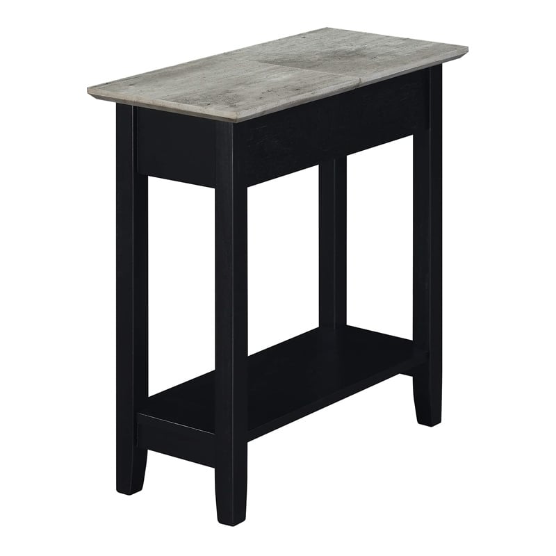 Convenience Concepts American Heritage Flip Top End Table in Black Wood Finish