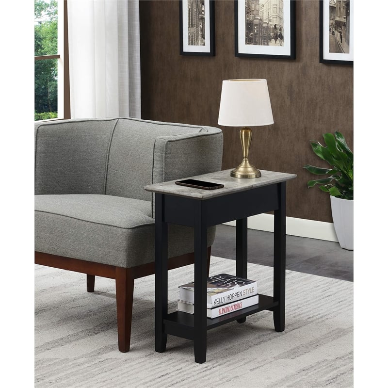 Convenience Concepts American Heritage Flip Top End Table in Black Wood Finish