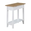 American Heritage Flip Top End Table with Charging Station in White Wood Finish