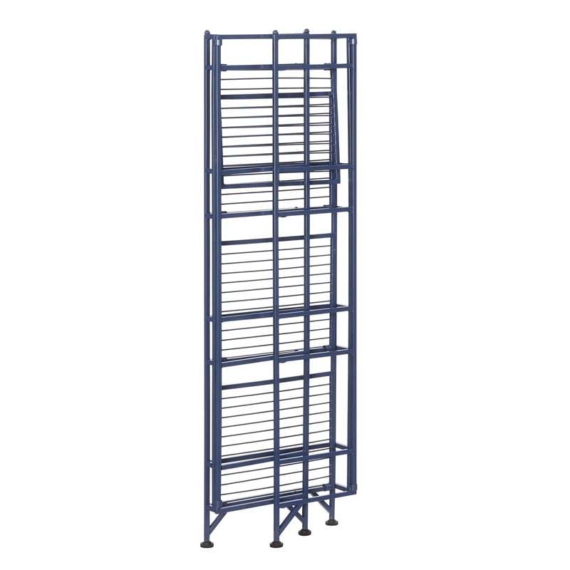 Convenience Concepts Xtra Storage Four-Tier Folding Shelf with Green Metal Frame