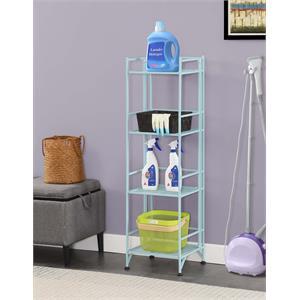 convenience concepts xtra storage four-tier folding shelf with green metal frame