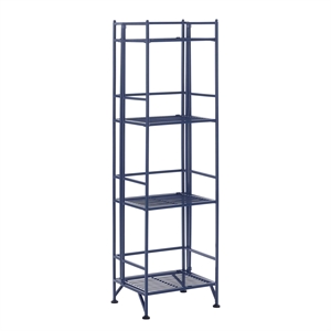 Convenience Concepts Xtra Storage Four-Tier Folding Shelf with Blue Metal Frame