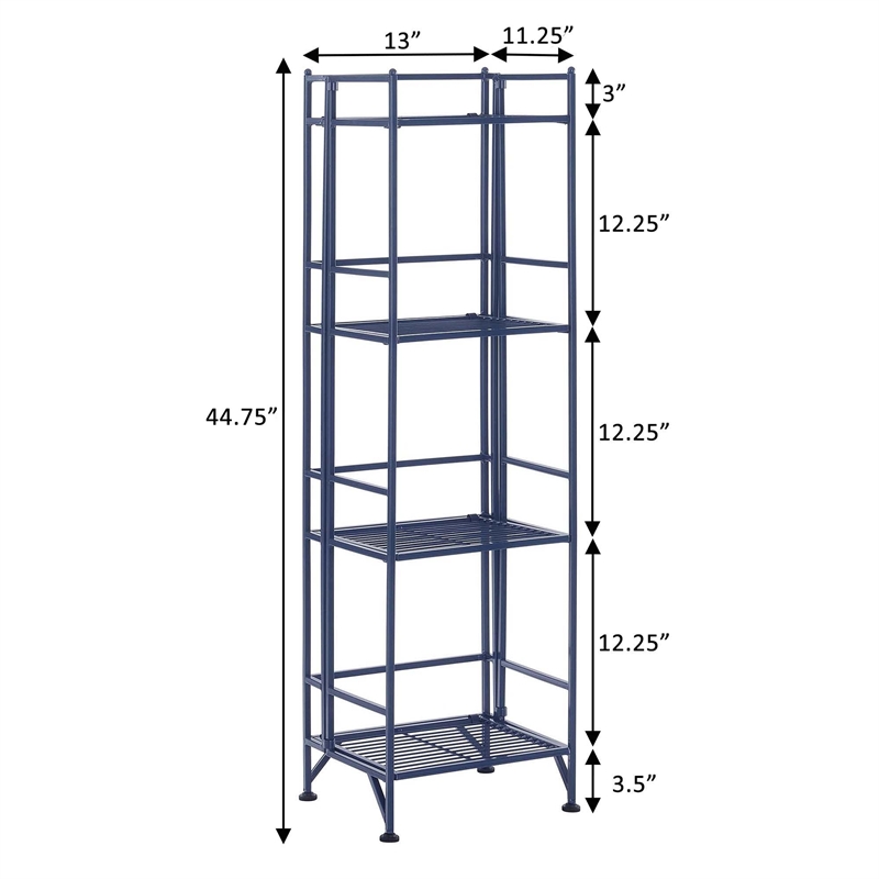 Convenience Concepts Xtra Storage Four-Tier Folding Shelf with Blue Metal Frame