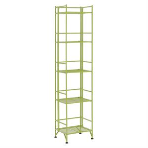 convenience concepts xtra storage five-tier folding shelf with green metal frame