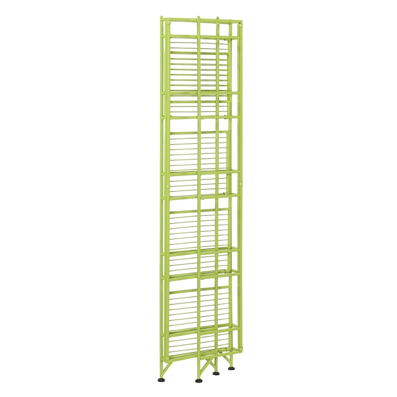 Convenience Concepts Xtra Storage Five-Tier Folding Shelf with Green Metal Frame