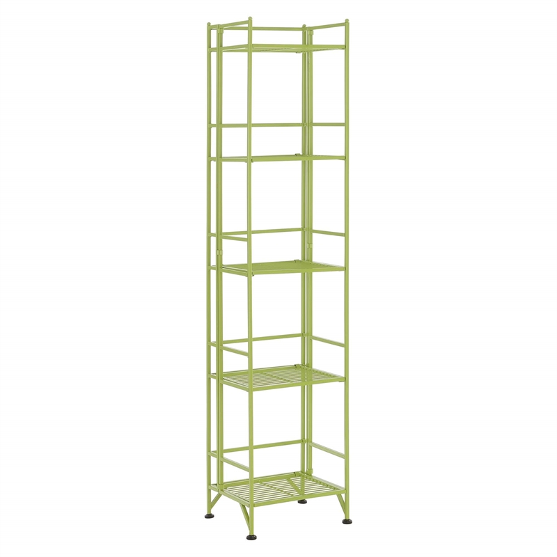 Convenience Concepts Xtra Storage Five-Tier Folding Shelf with Green Metal Frame