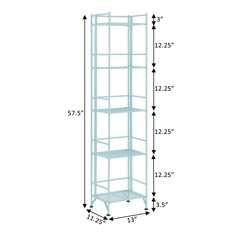 Convenience Concepts Xtra Storage Five-Tier Folding Shelf in Green Metal