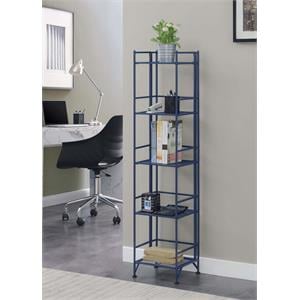 convenience concepts xtra storage five-tier folding shelf in cobalt blue metal