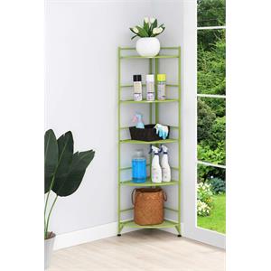 convenience concepts xtra storage five-tier folding corner shelf in green metal